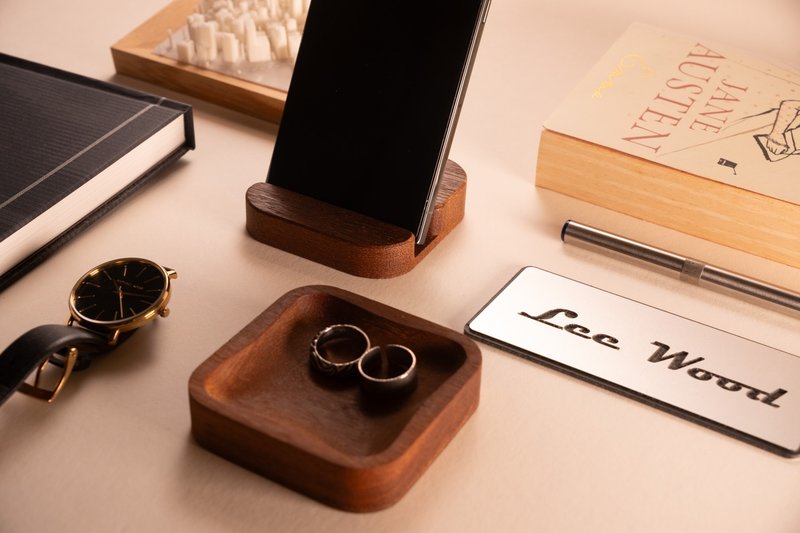 [Log storage tray/mobile phone holder 2-piece set] Log/Taiwanese hemlock/desktop storage - กล่องเก็บของ - ไม้ สีนำ้ตาล