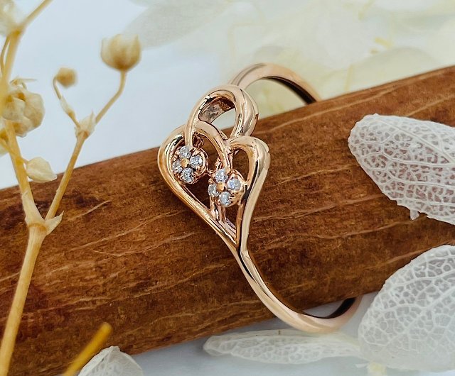 Natural Diamond 18K Gold/750R Rose Gold Ring Light Jewelry CC115 ...
