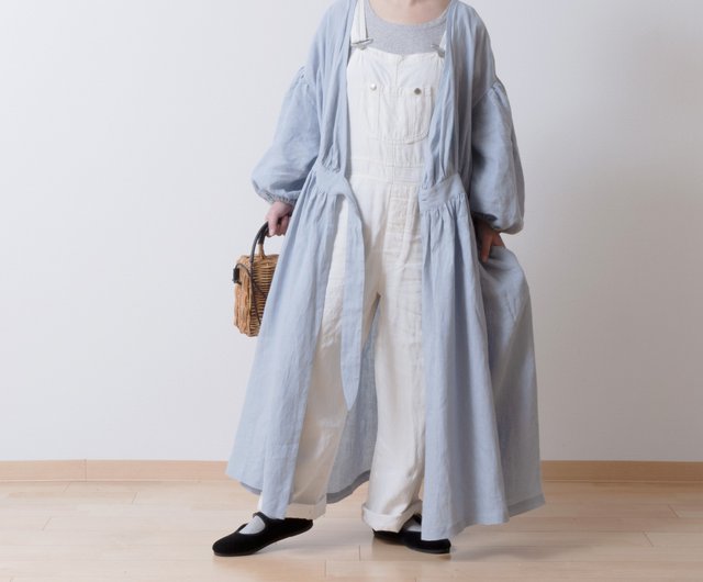 Cache coeur gathered 2way dress - French Linen/pale blue - 設計館