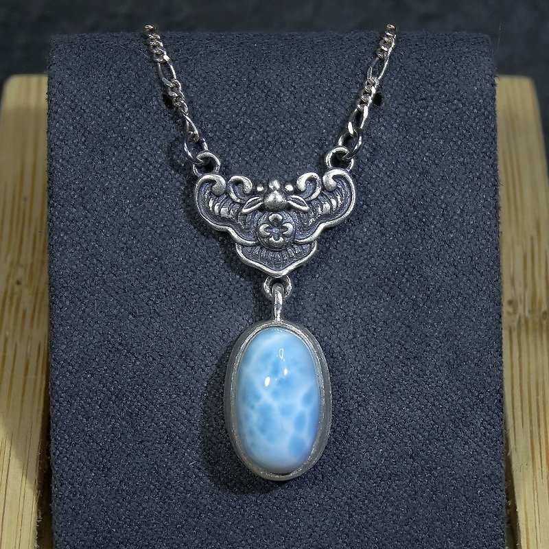 Pendant, Necklace, Larimar, Sterling Silver, Handmade Jewelry - Necklaces - Gemstone 