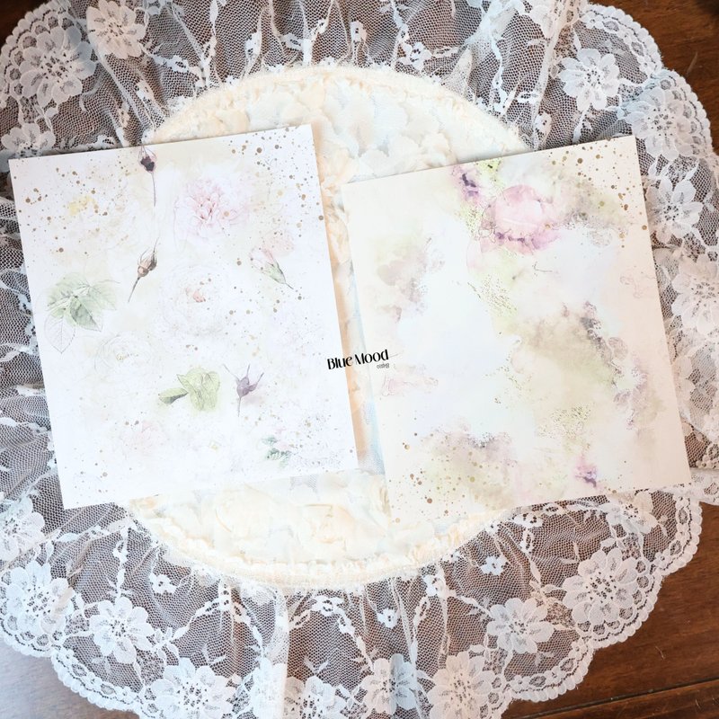 Vintage. April 25th gift background paper, white flower - 貼紙 - 紙 白色