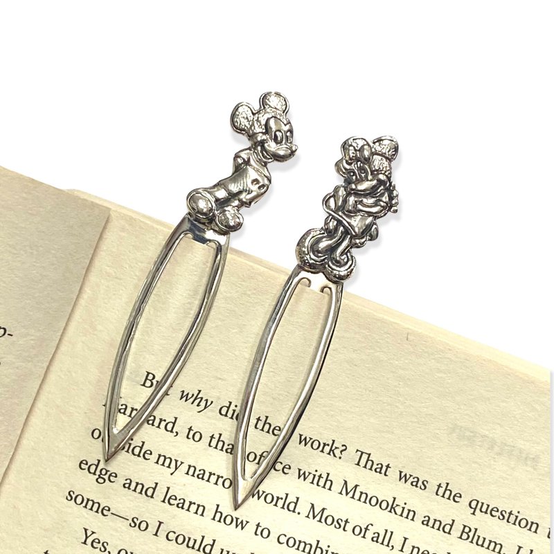 2 Pieces Quality Mickey Mouse and Minnie Mouse Bookmark Clip 925 Sterling Silver - Bookmarks - Sterling Silver Silver