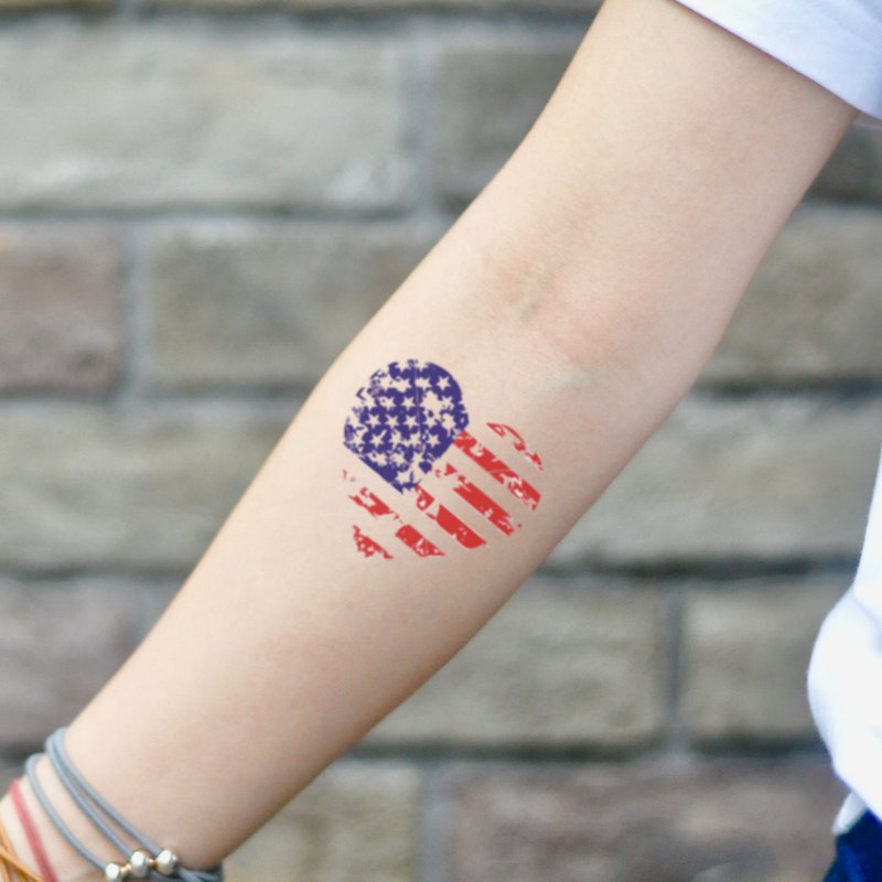 美國驕傲衛國旗 American Pride Patriotic 刺青圖案紋身貼紙 - 紋身貼紙/刺青貼紙 - 紙 多色