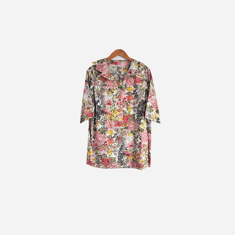 Dislocation vintage / Lotus collar flower shirt no.526 vintage - เสื้อเชิ้ตผู้หญิง - วัสดุอื่นๆ สึชมพู