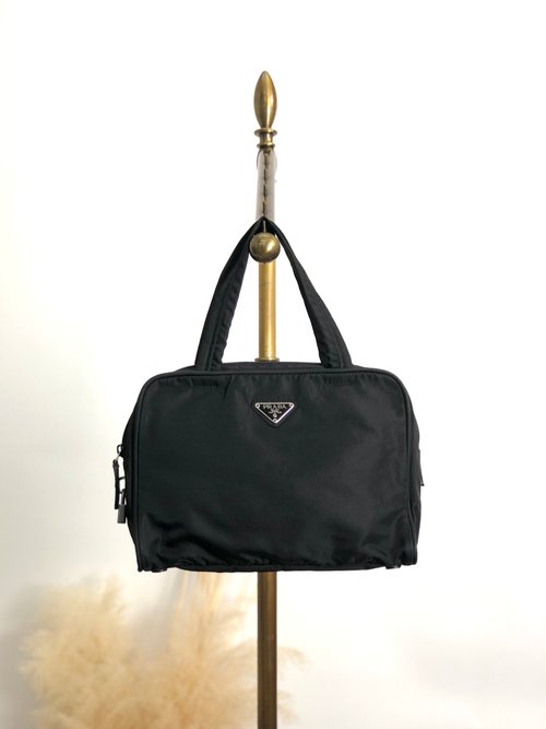 日本直送 名牌中古包 】PRADA プラダ ハンドバッグ ブラック