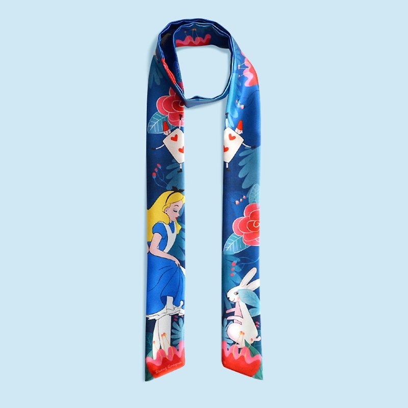 Alice In Wonderland Fairy Tale Stripe Scarves Gifts Literary Scarves Hair Ribbon Gift Box - Scarves - Polyester Blue
