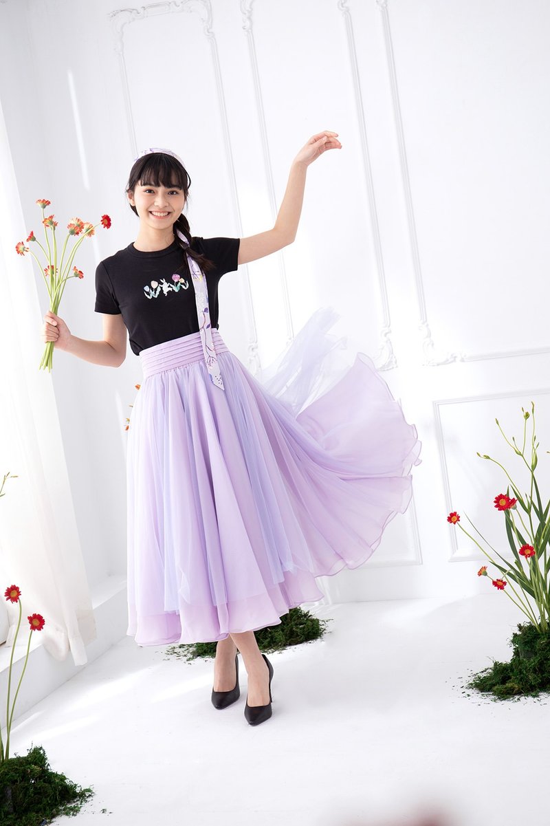 【LADY】ヘビーチュール滝スカート チューブトップワンピース ドリーミーシオン 柔らかチュール+サテンチュール - スカート - その他の素材 パープル