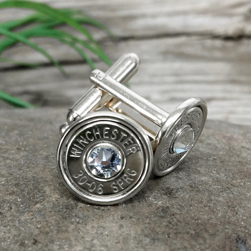 Bullet Designs Springfield Rifle Bullets Rhinestone Cufflinks / Metal Shaped Shirt Suit Cufflinks - กระดุมข้อมือ - โลหะ 