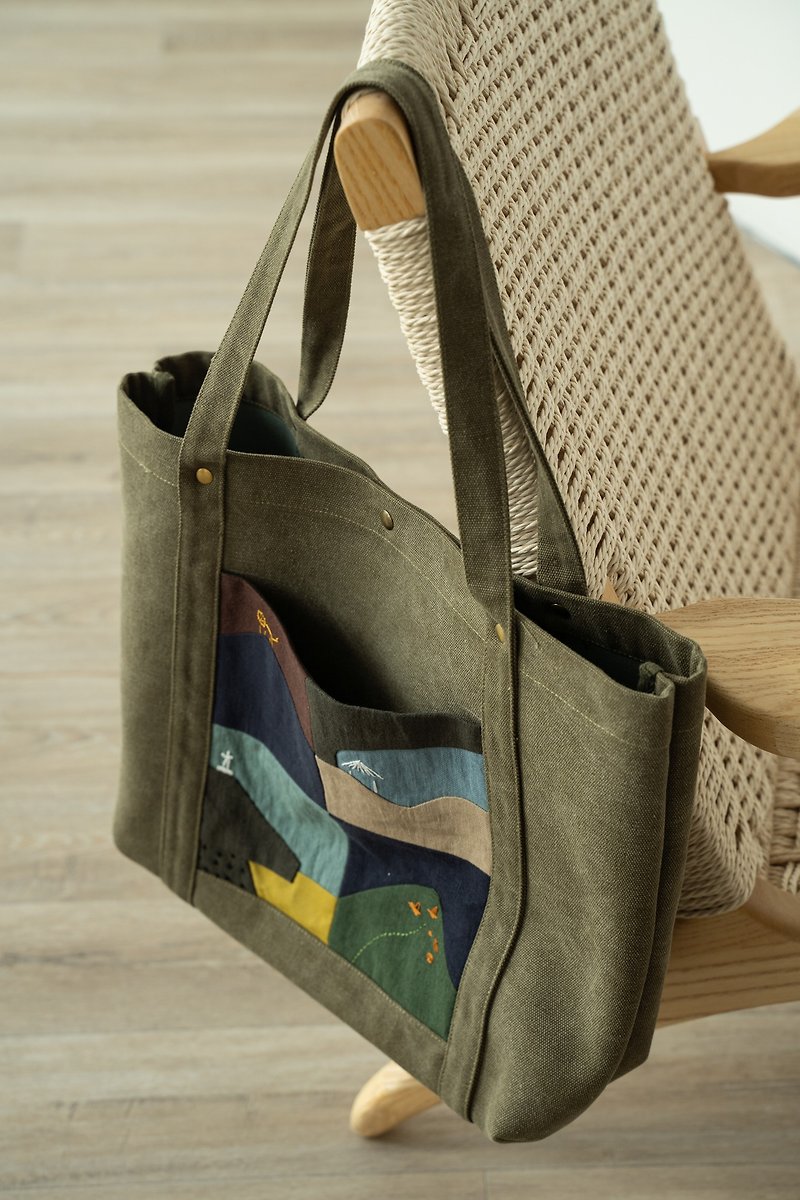patchwork embroidered tote bag - Messenger Bags & Sling Bags - Cotton & Hemp 