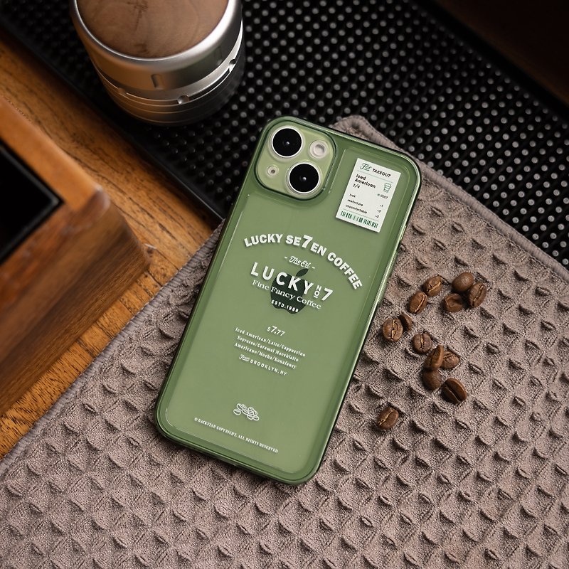 Lucky coffee LUCKY COFFEE mobile phone shell iPhone green soft shell bright surface - Phone Cases - Plastic 