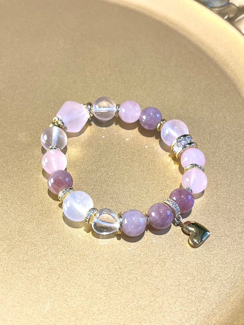 Customized crystal mineral bracelet pink crystal, purple horse powder - สร้อยข้อมือ - คริสตัล 