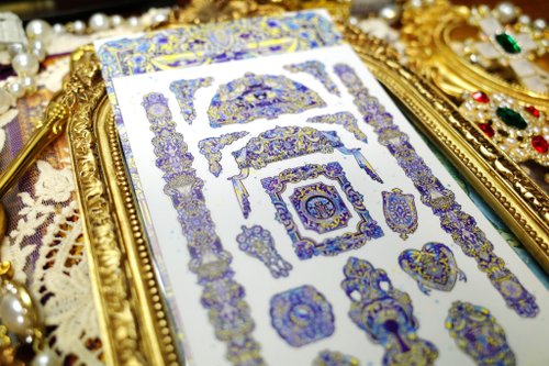 honne market Antique 1 Blue seal sticker (libet) vintage diary junk journal