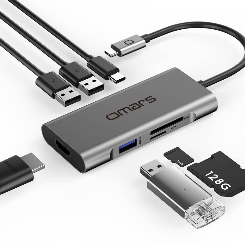 omars 七合一Type-C HUB多功能鋁合金集線器 - 電腦配件 - 鋁合金 銀色