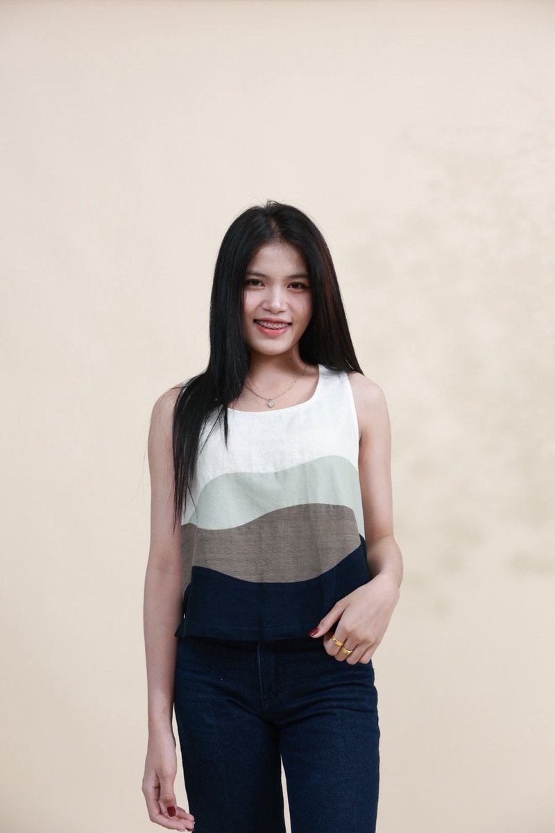Handmade Minimalist Patchwork Woman's Casual Cotton Sleeveless Top, Thailand - 女上衣/長袖上衣 - 棉．麻 