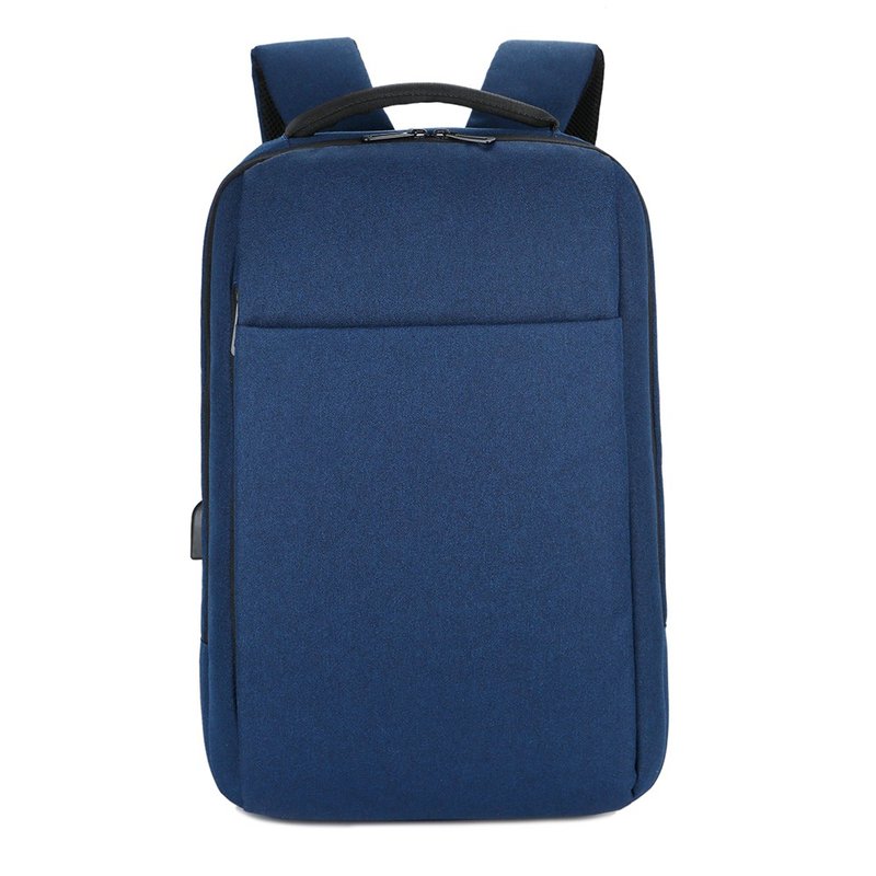 Bergen-Blue Lightweight Daily Backpack | Large Capacity External USB Charging Backpack - กระเป๋าเป้สะพายหลัง - เส้นใยสังเคราะห์ สีน้ำเงิน