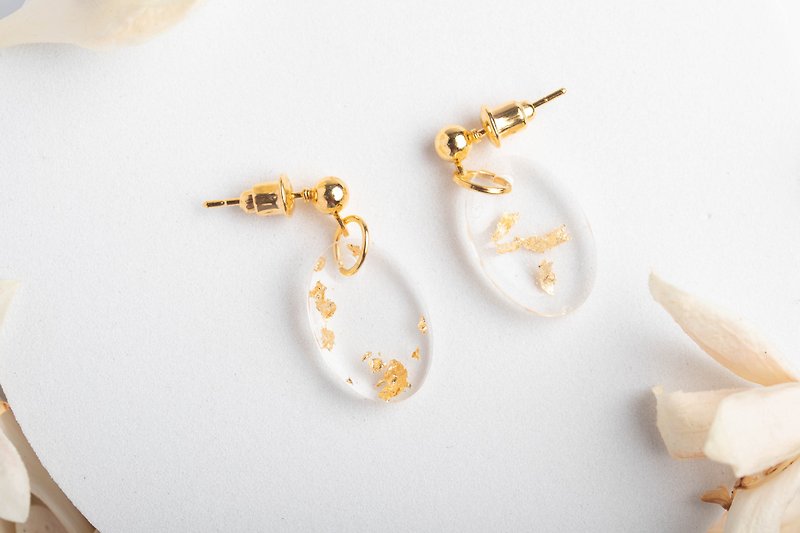 Handmade resin earrings - 耳環/耳夾 - 塑膠 咖啡色