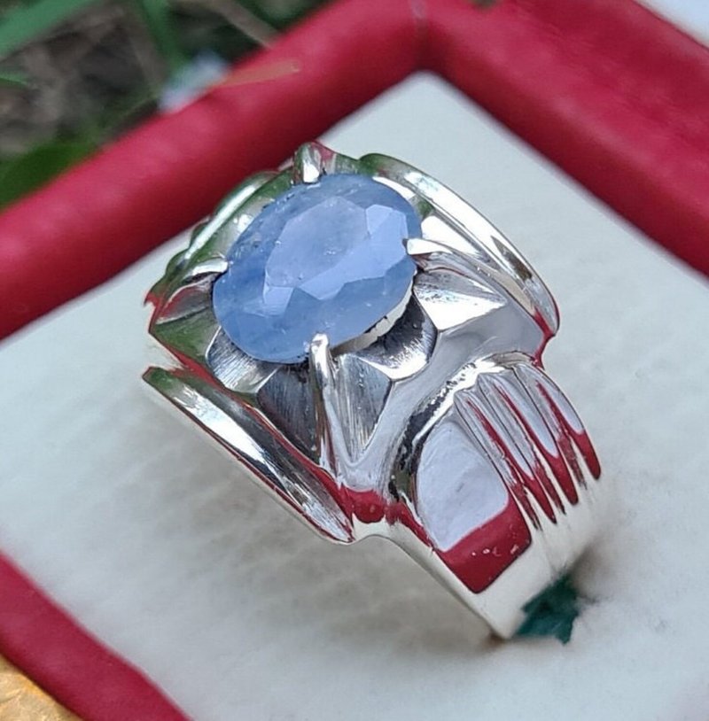 Oval Cut Real Unheated Untreated ceylon Sapphire Ring Sri lanka sapphire rings - 戒指 - 寶石 藍色