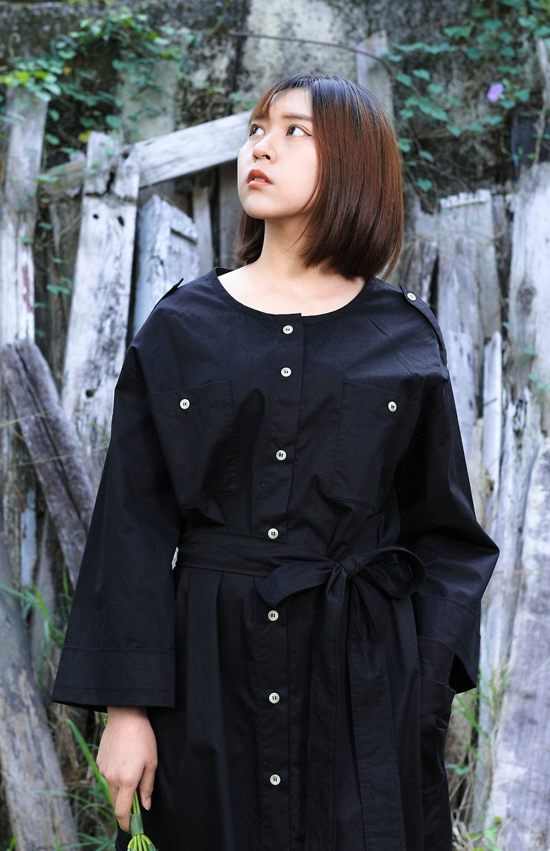 LANZONA minimalist slim fit H-shaped strappy long dress - One Piece Dresses - Cotton & Hemp Black