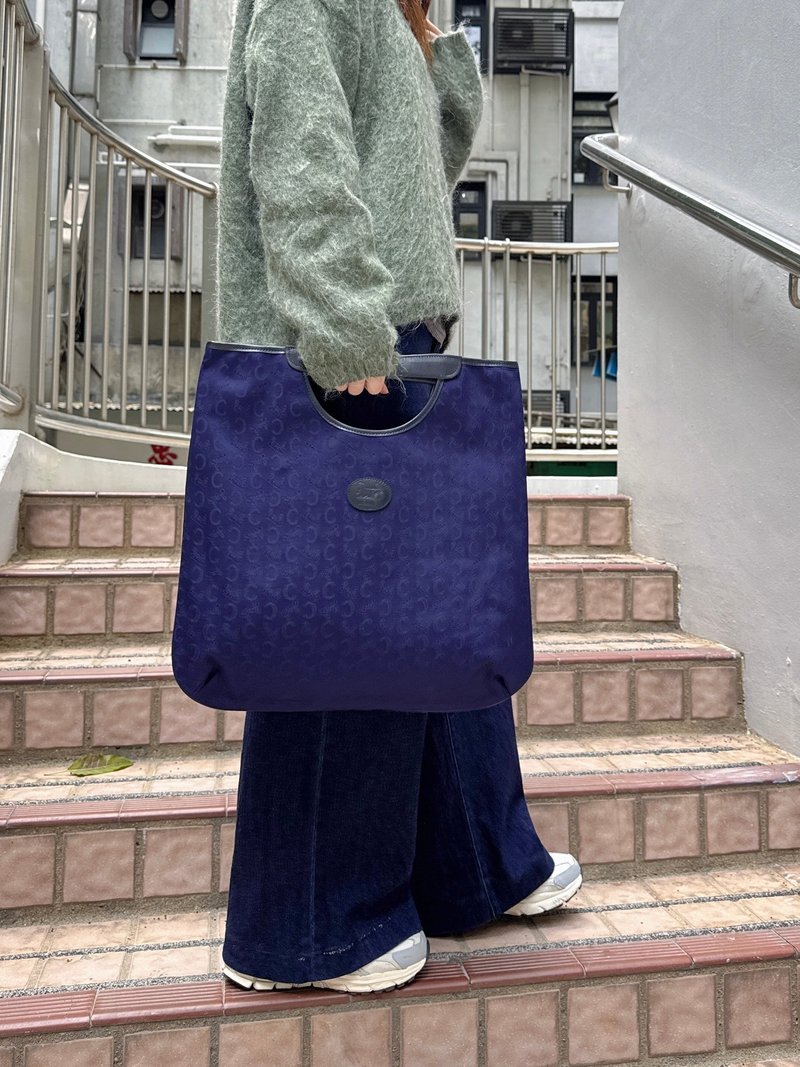 中古 未使用品 Celine 馬車 C logo 手提袋 手拿包 - 手提包/手提袋 - 棉．麻 藍色