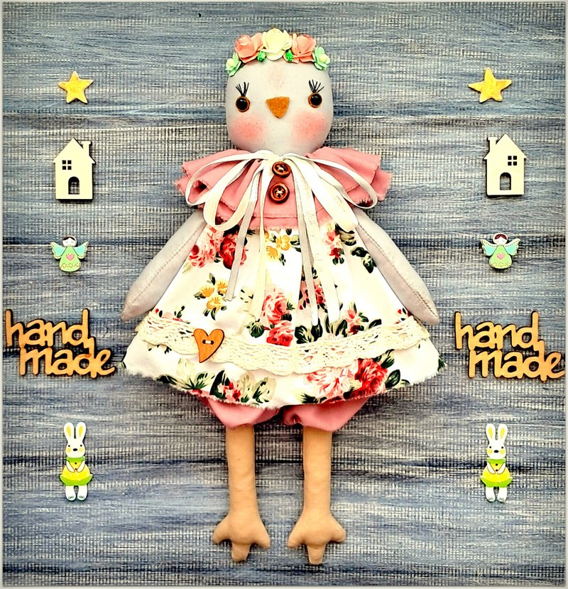 Easter  doll fabric soft toy Decor Primitive Raggedy Doll rag doll - 玩偶/公仔 - 棉．麻 