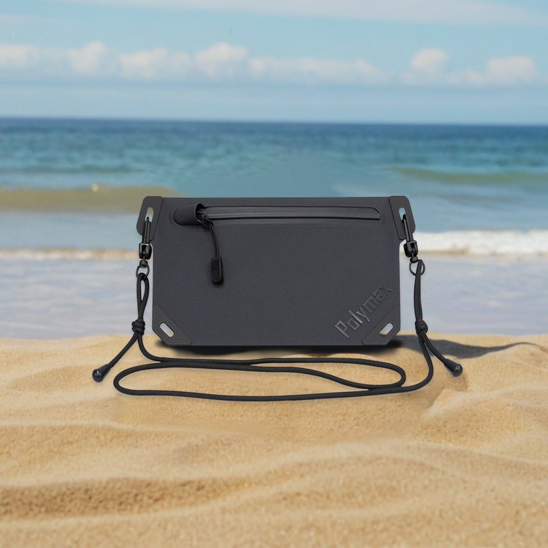 Waterproof portable flat bag- Stone black/side backpack/lightweight - กระเป๋าแมสเซนเจอร์ - วัสดุกันนำ้ สีดำ