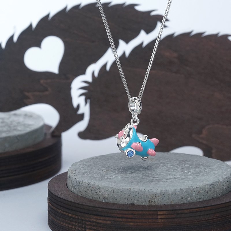 lian crystal rhinestone x Adorns 925純銀吊咀系列 - 飛機吊咀 - 吊飾/掛飾 - 純銀 藍色