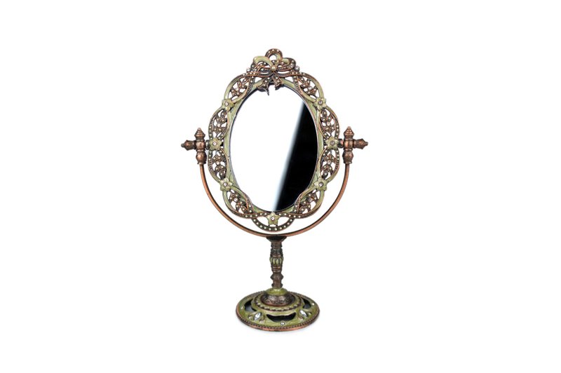 【Carrara-Barocco style】classic green oval table mirror - ของวางตกแต่ง - โลหะ สีเขียว