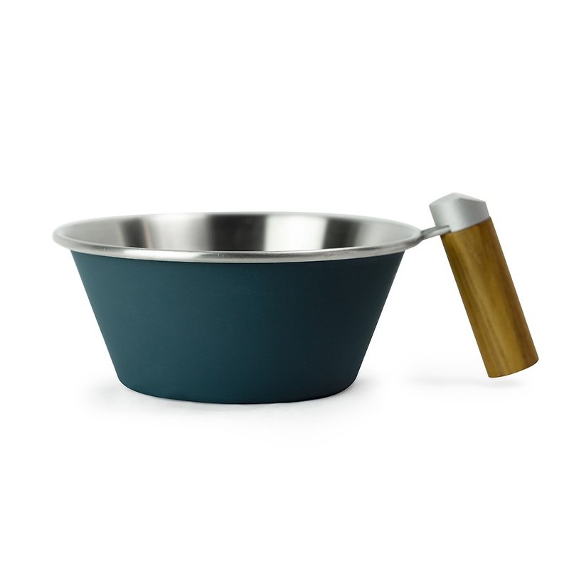 Wooden handle iO bowl 550ml (Deep Blue) - Mugs - Stainless Steel Blue