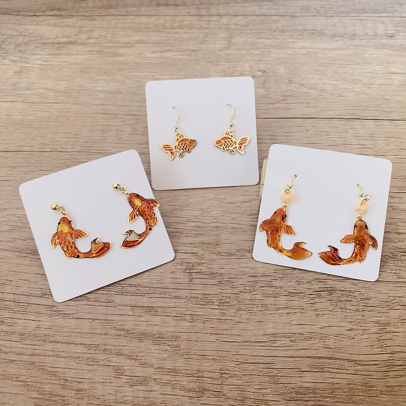 Goldfish / Koi Earrings - Earrings & Clip-ons - Other Metals 