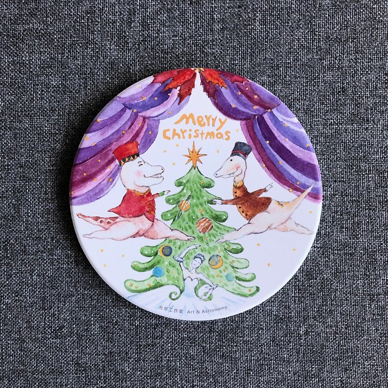 Dinosaur Nutcracker Christmas Ceramic Coaster - Coasters - Pottery White