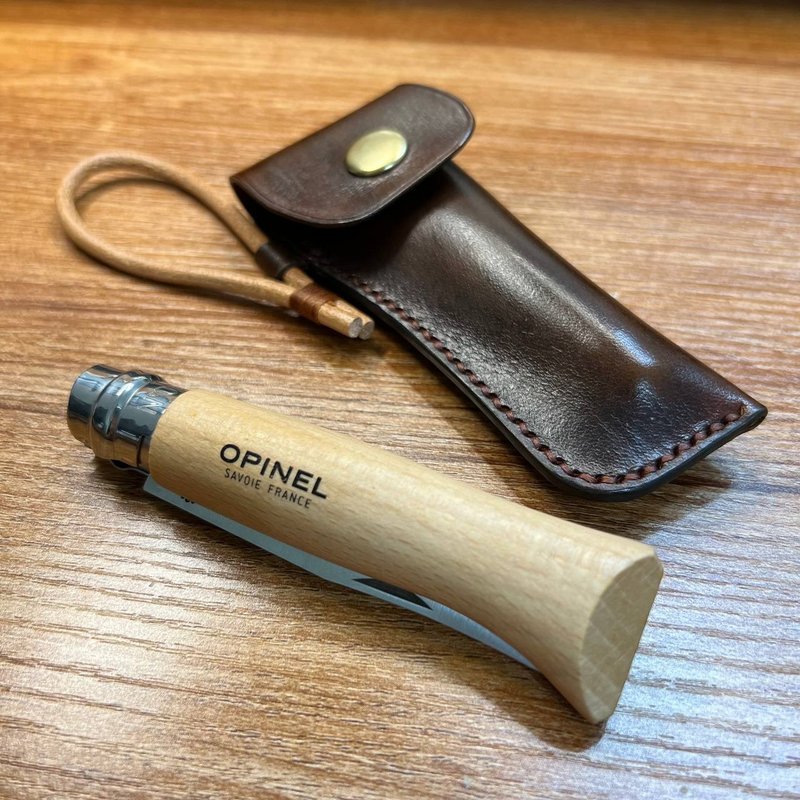 Opinel No.8 hand-dyed knife sheath - ช้อนส้อม - หนังแท้ 