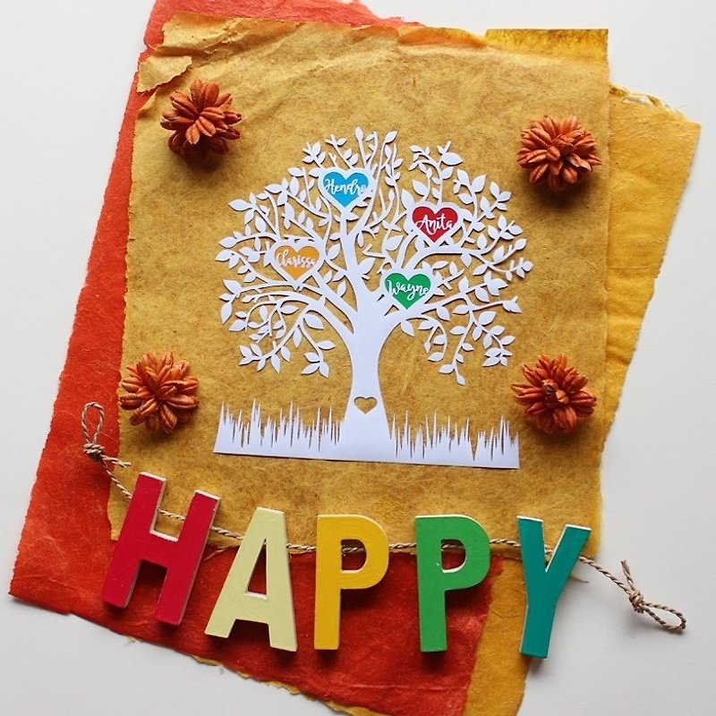 Custom FAMILY TREE Handmade Paper Cutting - 擺飾/家飾品 - 紙 多色
