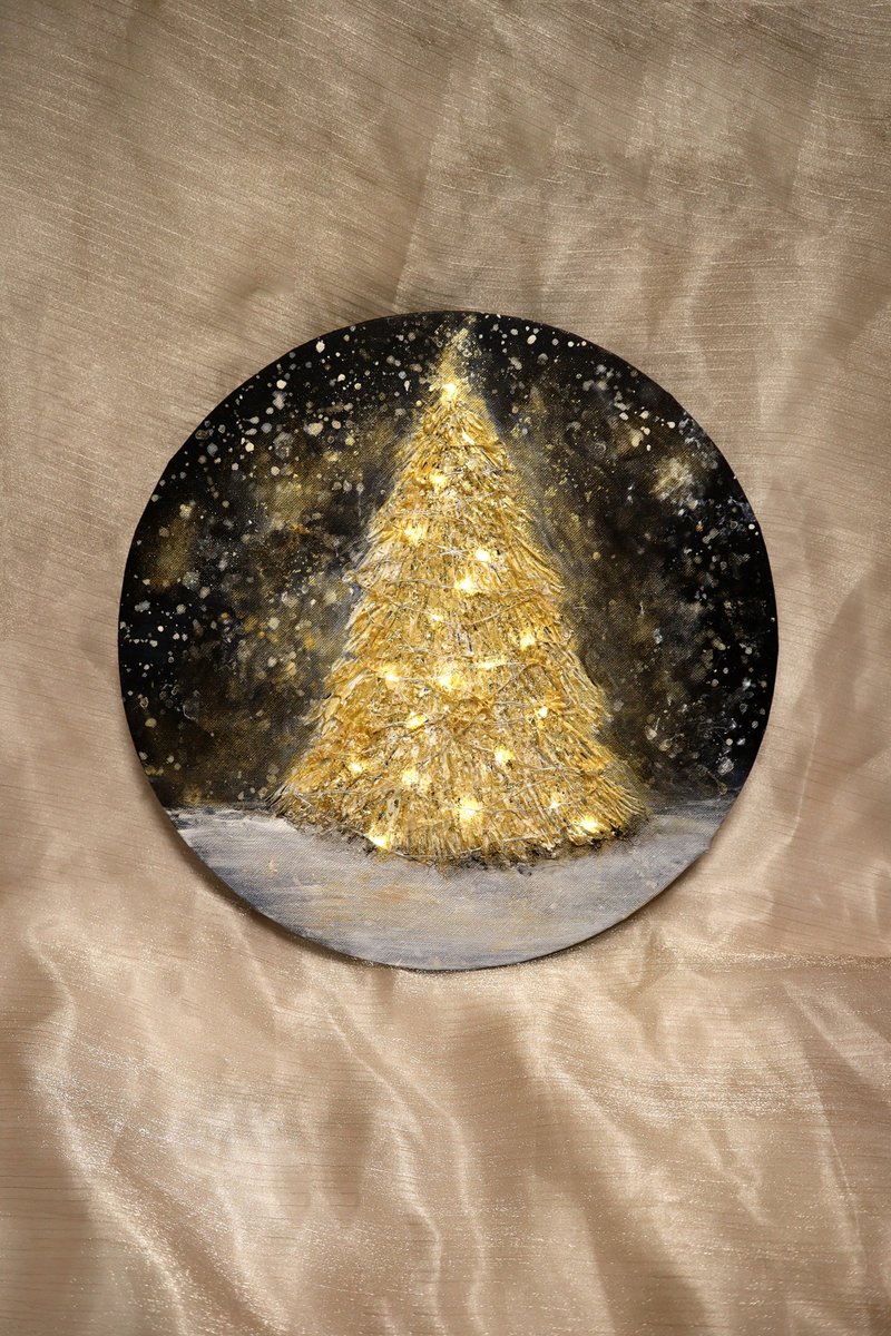 Christmas limited experience classic gold foil Christmas tree gift giving painting experience handmade Christmas tree gifts - วาดภาพ/ศิลปะการเขียน - วัสดุอื่นๆ 