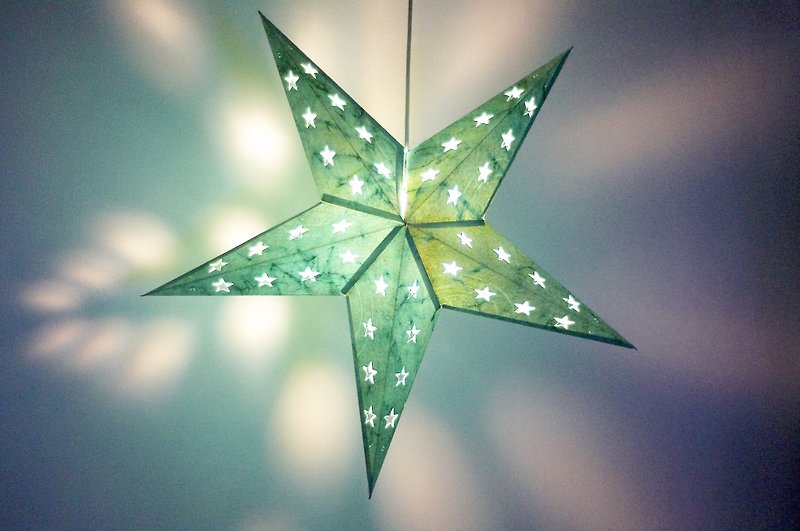 手工紙星星燈 星芒燈 星光燈 折紙燈 夜燈-綠色星星 星空感 星辰 - 燈具/燈飾 - 紙 綠色