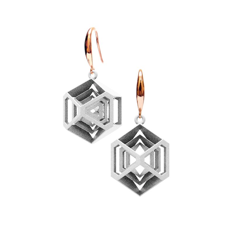 3Dプリントダイヤモンドイヤリング（ホワイト）|ズームシリーズ - ピアス・イヤリング - プラスチック ホワイト