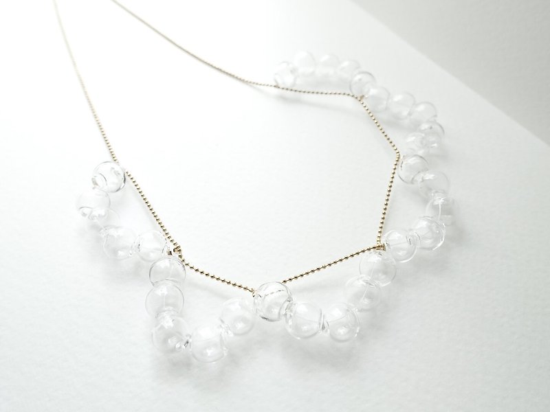 Lace - Simple Glass Necklace - สร้อยติดคอ - แก้ว สีเงิน