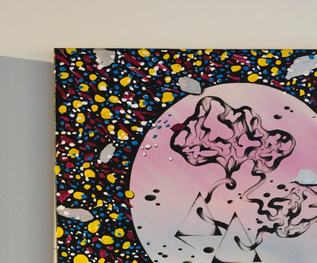 手描き抽象画「夜空の地図」 手描き抽象画「夜空の地図」 手書き絵画抽象化オリジナル絵