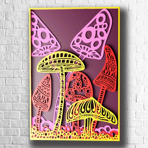 LeVanilleShop 適合鐳射 Cricut 和 CNC 切割的奇妙蘑菇多層 3D Svg 檔案