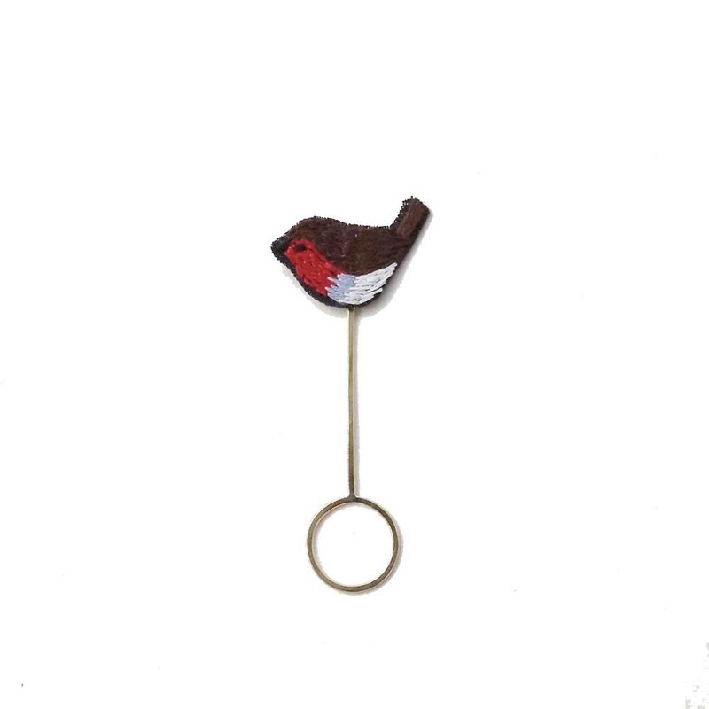 Hand-embroidered metal ring circle bookmark-Robin - ที่คั่นหนังสือ - งานปัก 