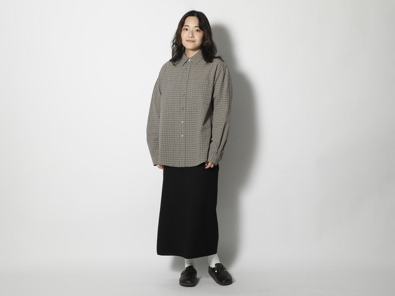 NIIGATA MADE 格紋襯衫 米色 - 女襯衫 - 棉．麻 卡其色