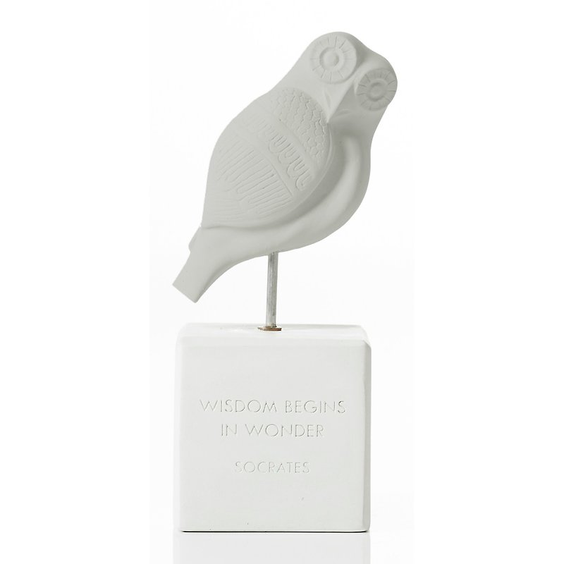 古希臘 貓頭鷹擺飾 Wisdom Owl (冷灰) - 手工陶製雕像 - 裝飾/擺設  - 陶 灰色