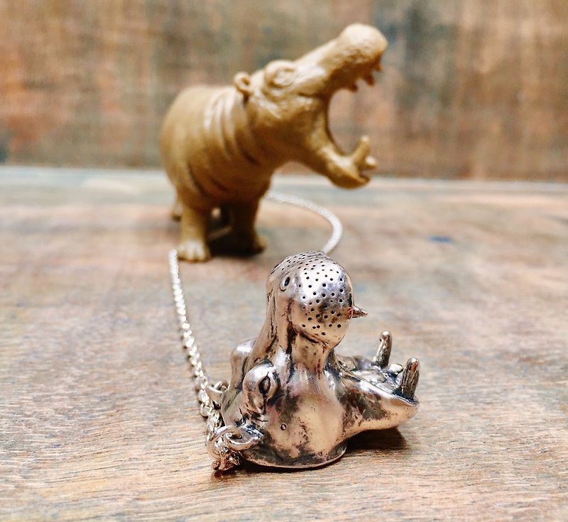 [Spot 1] Animal Department - Hippo Zhang Dazui Necklace - Necklaces - Sterling Silver Silver
