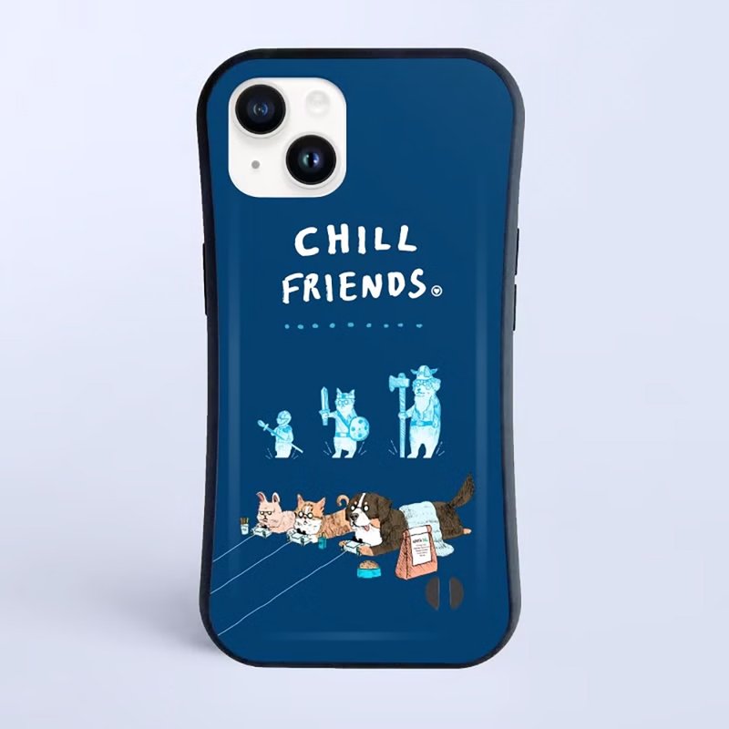 CHILL FRIENDS お留守番ゲーマーたち。/耐衝撃グリップiPhoneケース - スマホケース・カバー - プラスチック ホワイト