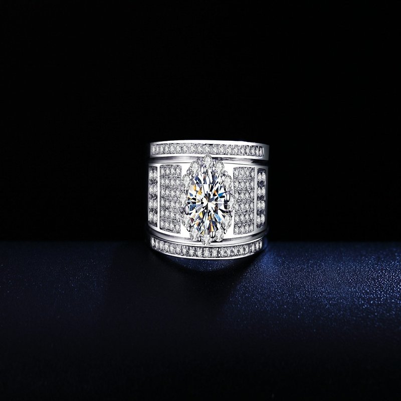 Moissanite Moissanite 1 carat luxury men's diamond ring Taipei store Customized - General Rings - Other Materials 
