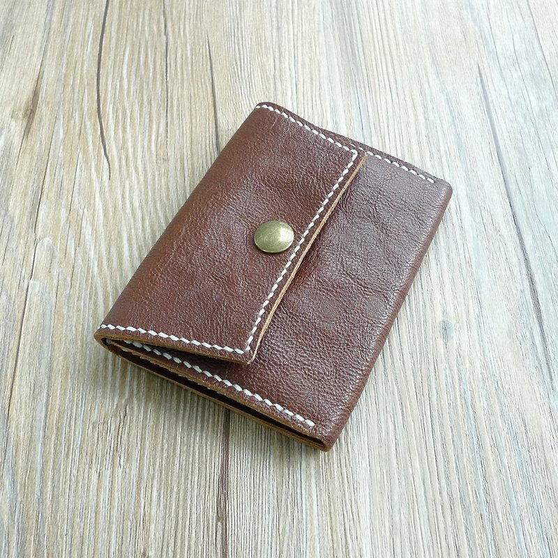 Misssheep - Brown Simple Handmade Leather Coin Purse / Short Wallet / Card Holder - Coin Purses - Genuine Leather Brown