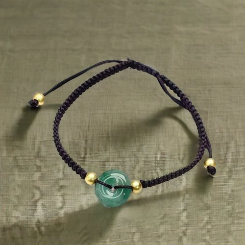 瓔珞珠寶盒 E.L.Jewelry Box 【願‧平安】冰綠翡翠平安扣編織手鍊|天然A貨翡翠|送禮