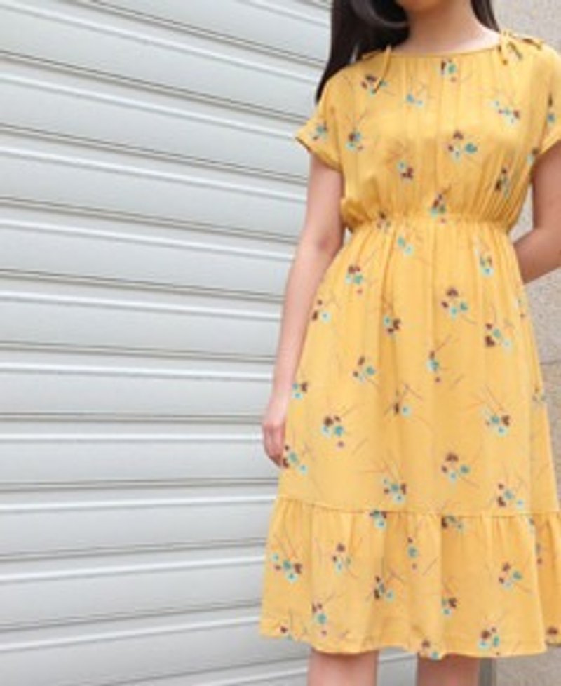 Ancient sun yellow print dress - One Piece Dresses - Paper 
