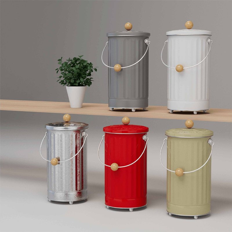 日本渡邊金屬 OBAKETSU 手工製附輪尿布桶 12L - 垃圾桶 - 其他金屬 
