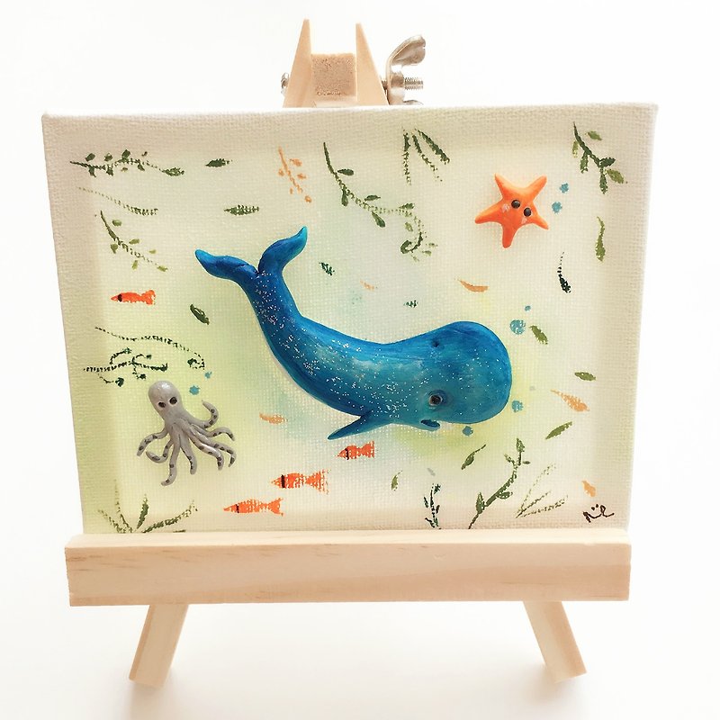 Whale small painting - One of a kind gift - Posters - Pottery 
