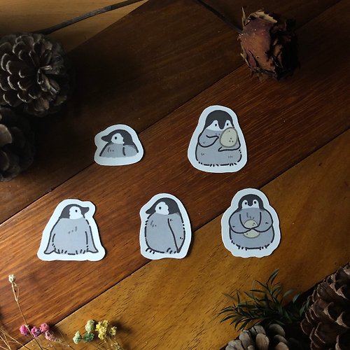 灰塵工作室 灰塵貼紙-動物系列 | 企鵝貼紙 | 手繪貼紙 可愛文具